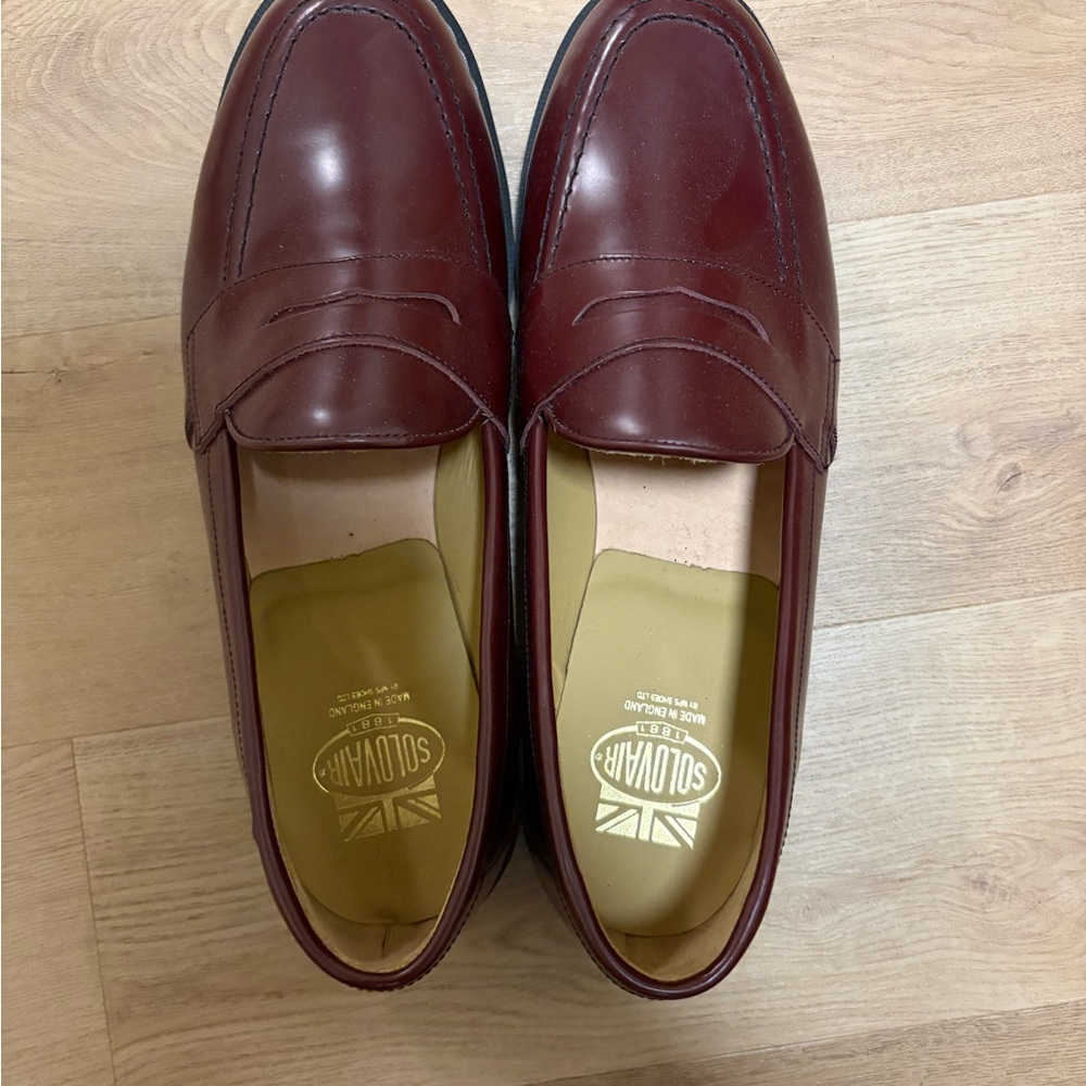 SOLOVAIR Maroon Leather Loafers for Men